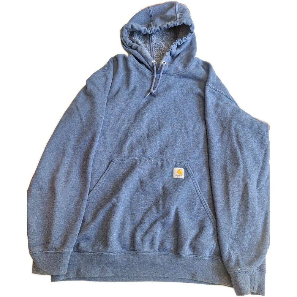Carhartt Hoodie Mens Large Blue Warmth Sherpa Pullover Workwear Outdoor